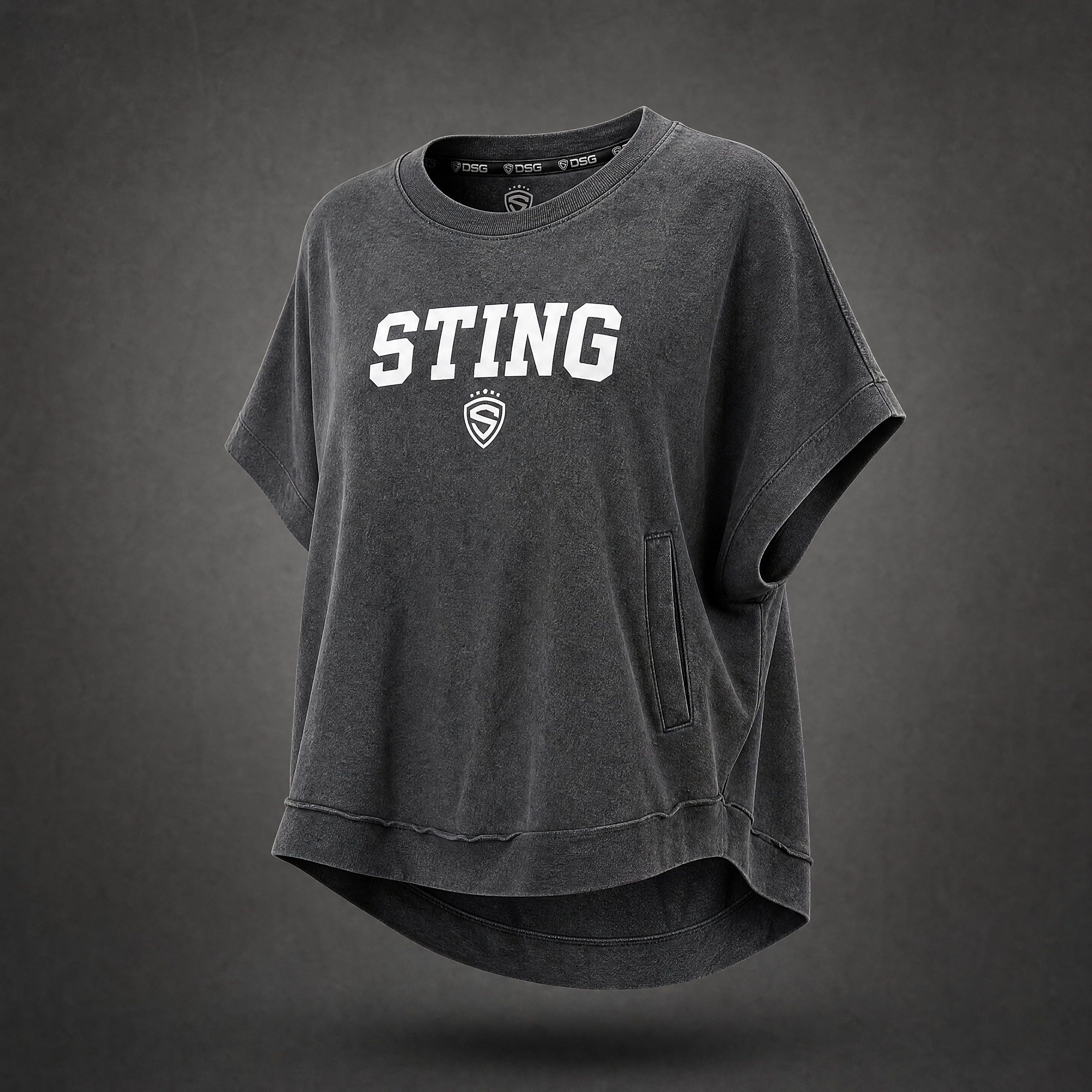 Dark gray Sting Vintage Poncho Tee on a ghost mannequin