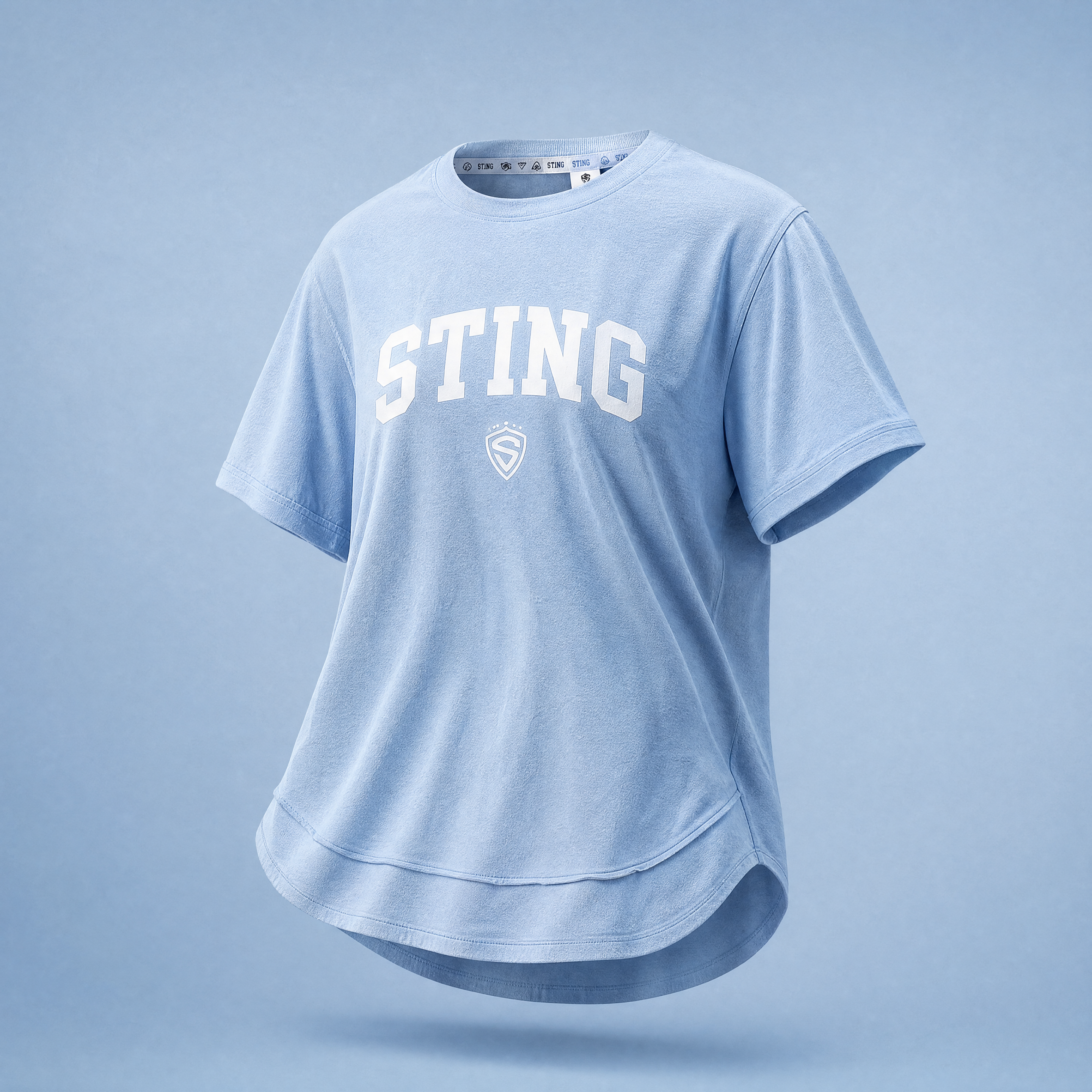 Light blue Sting Vintage Poncho Tee on a ghost mannequin