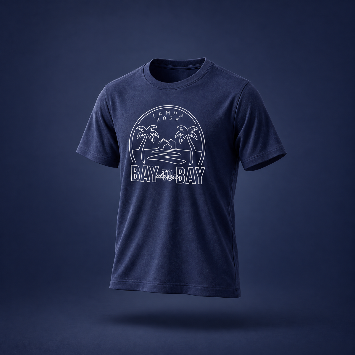 Bay to Bay Classic navy youth performance T-shirt, front view