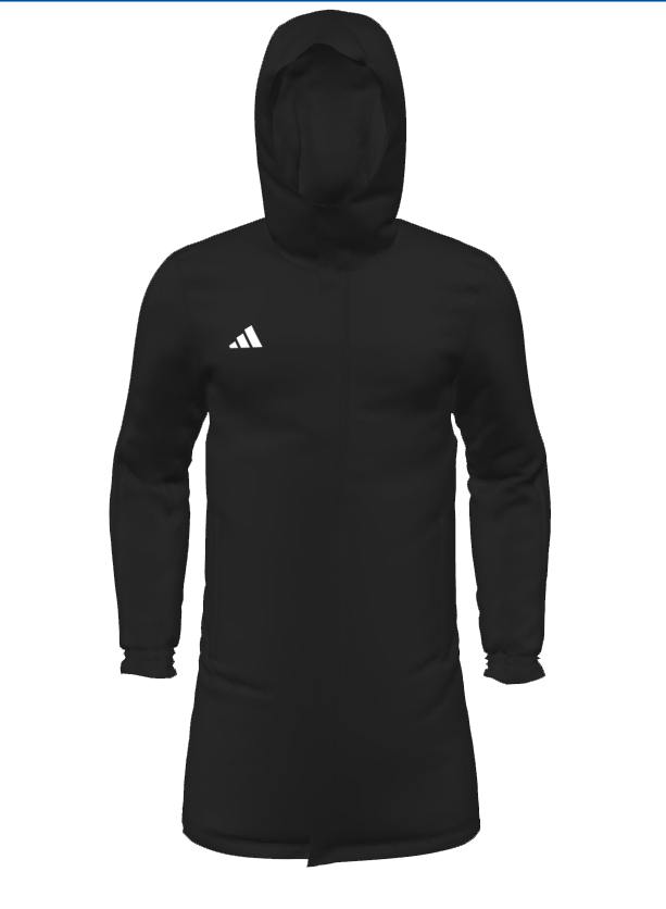 Black hoodie with Adidas logo on a white background