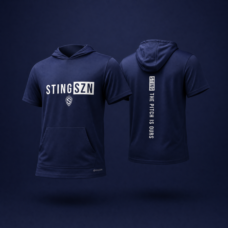 Sting SZN | Youth Pitch Is Ours Coolcore Hoodie – White, back view
