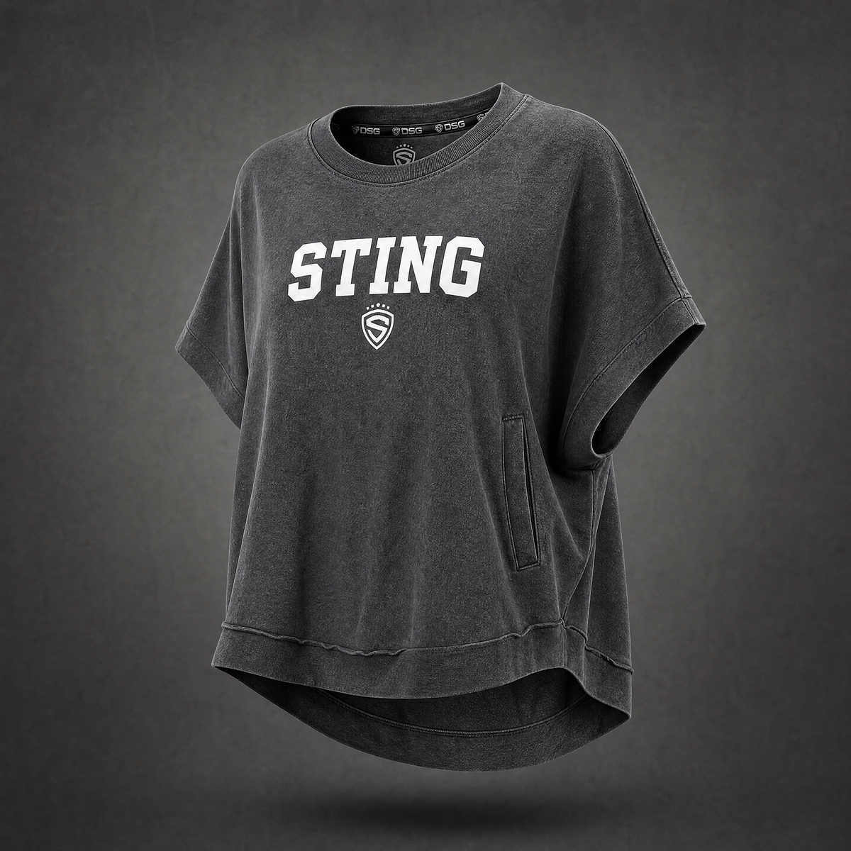 Dark gray Sting Vintage Poncho Tee on a ghost mannequin