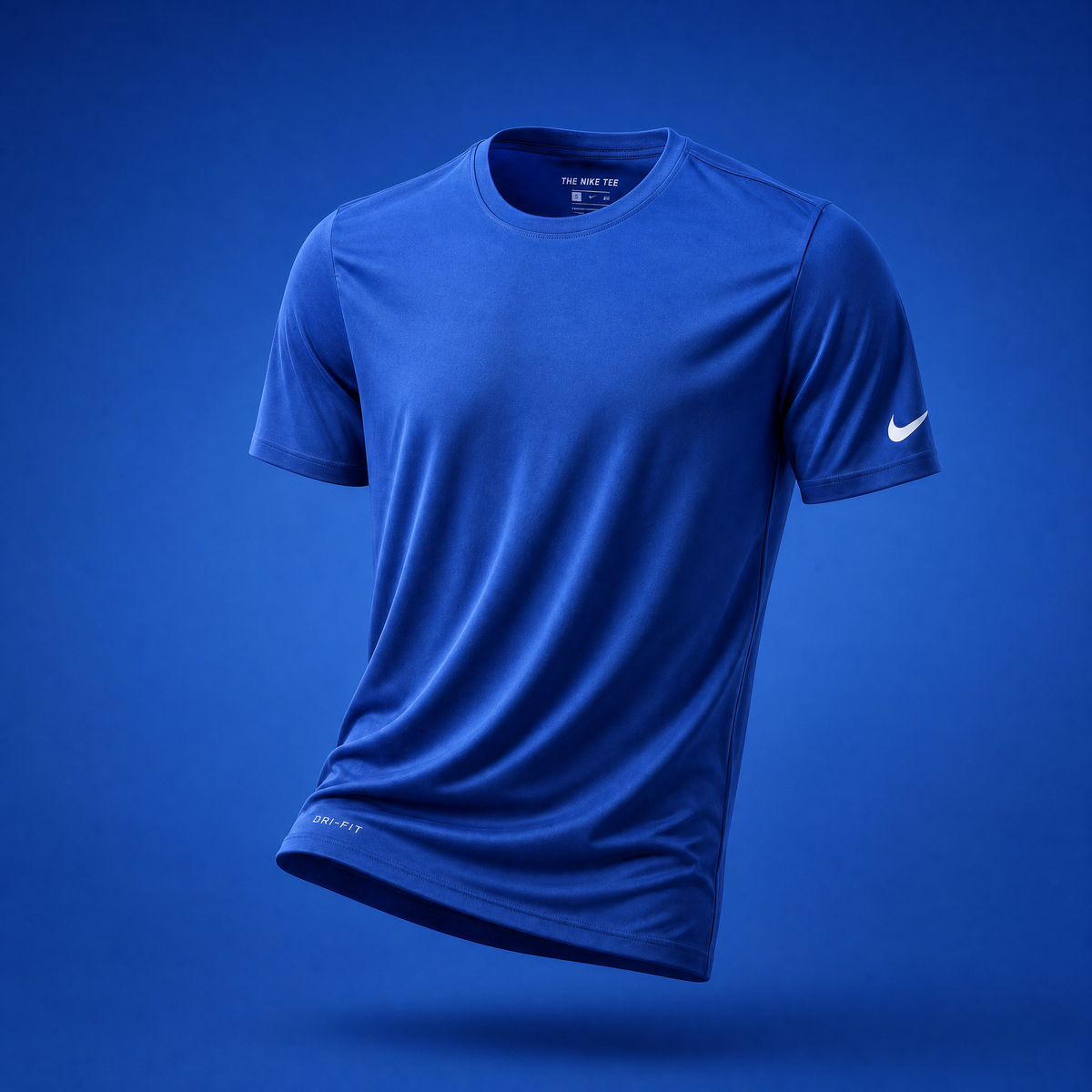 Royal blue Nike Cotton Short Sleeve Men's Tee on a ghost mannequin