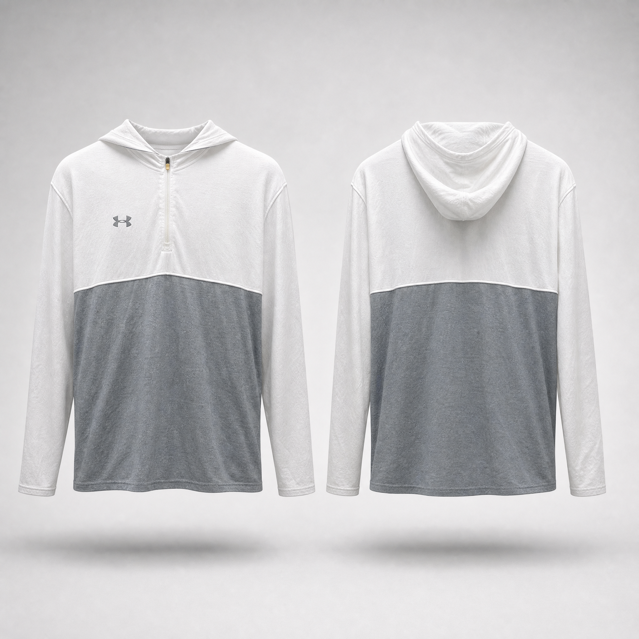 UA Men's Tech 1/4 Zip Hoody – White, front view