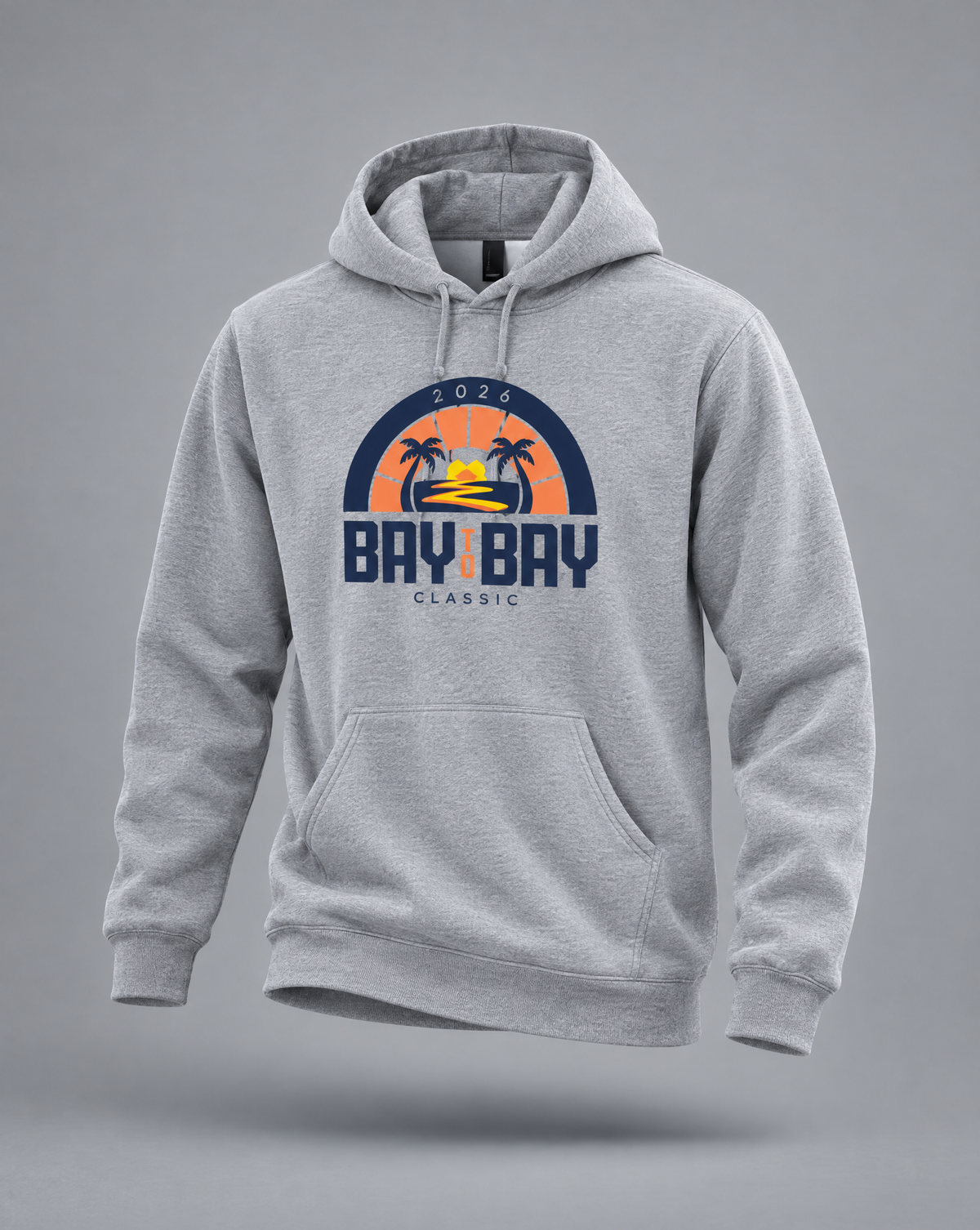 Bay to Bay Classic heather gray adult hoodie, front view