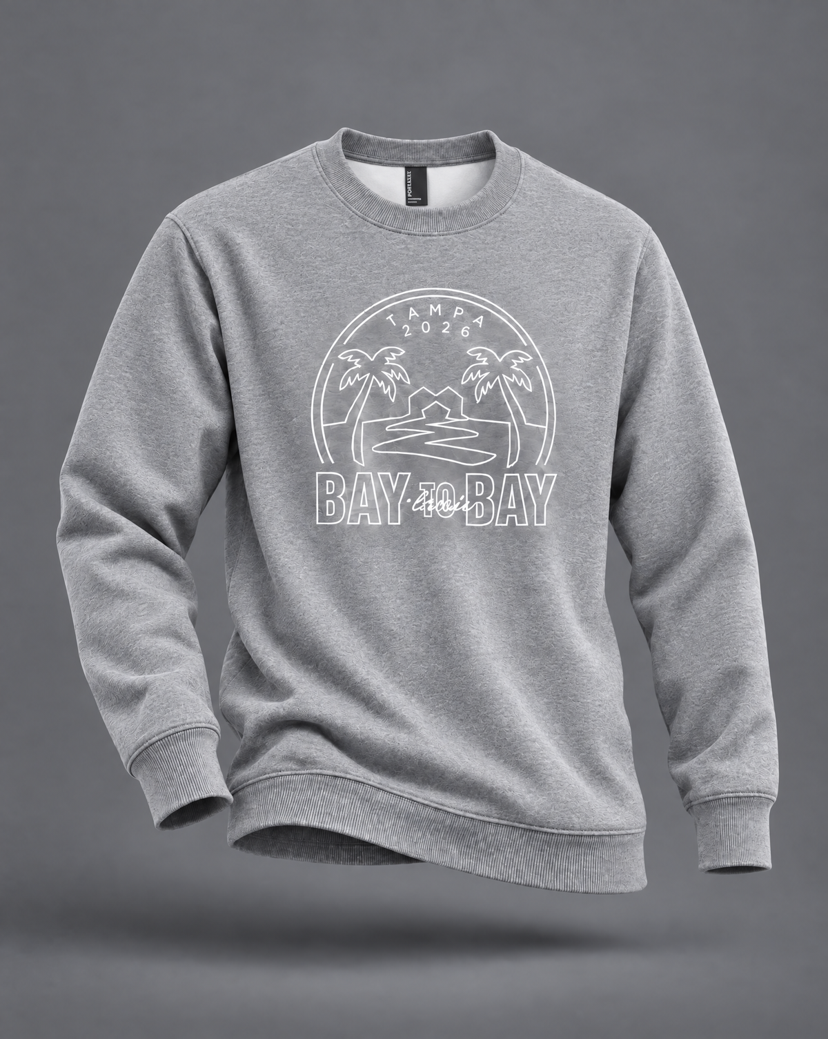 Bay to Bay Classic heather gray youth crewneck sweatshirt, front view
