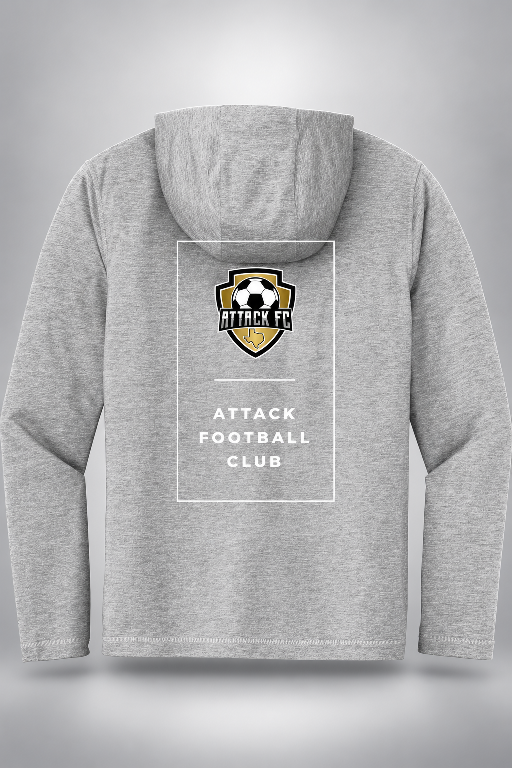 Attack FC | Sport-Tek PosiCharge Tri-Blend Wicking Long Sleeve Hoodie – Light Gray, back view