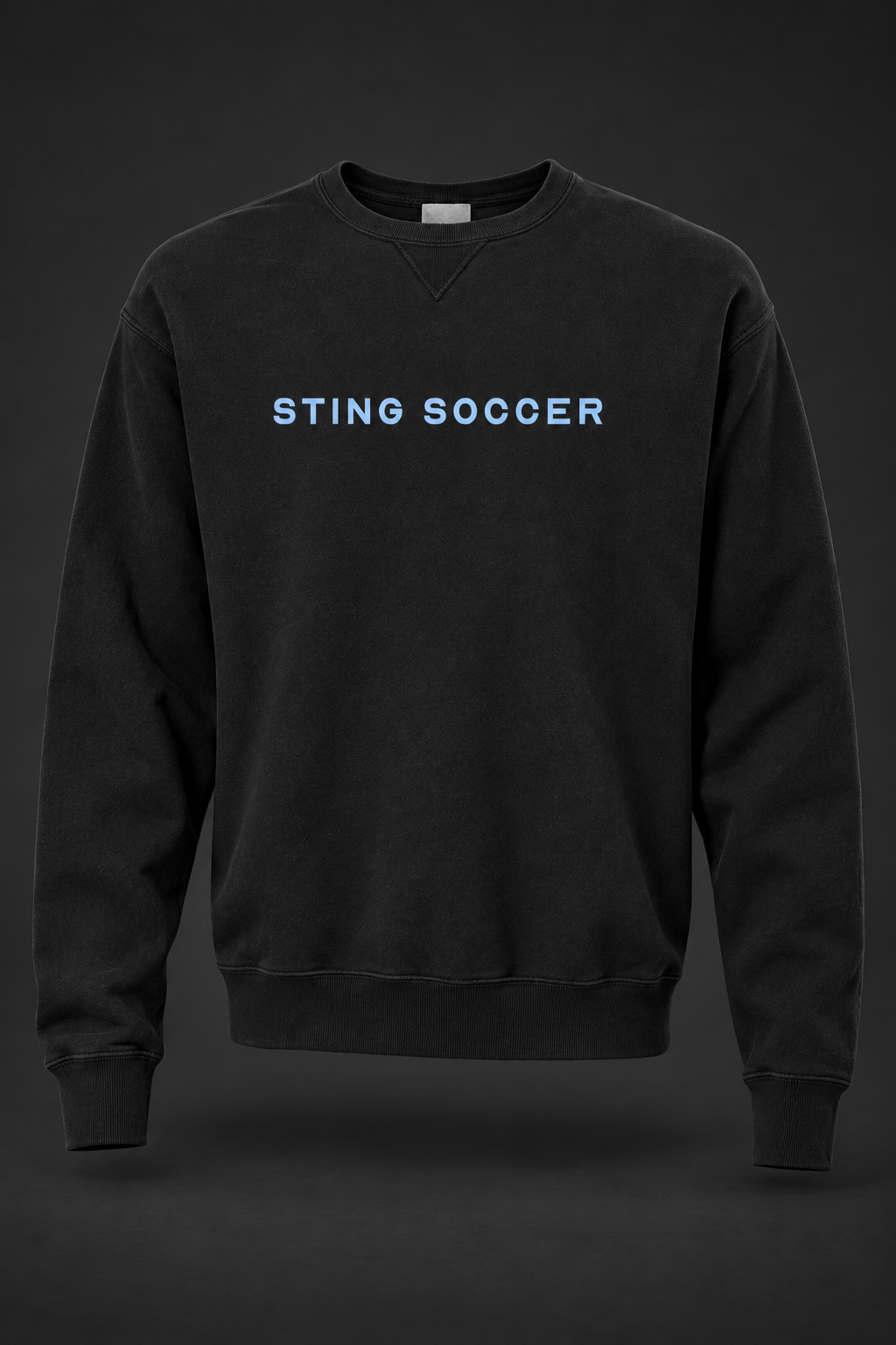 Sting Soccer CORE | ComfortWash Crewneck Sweatshirt – Black, front view